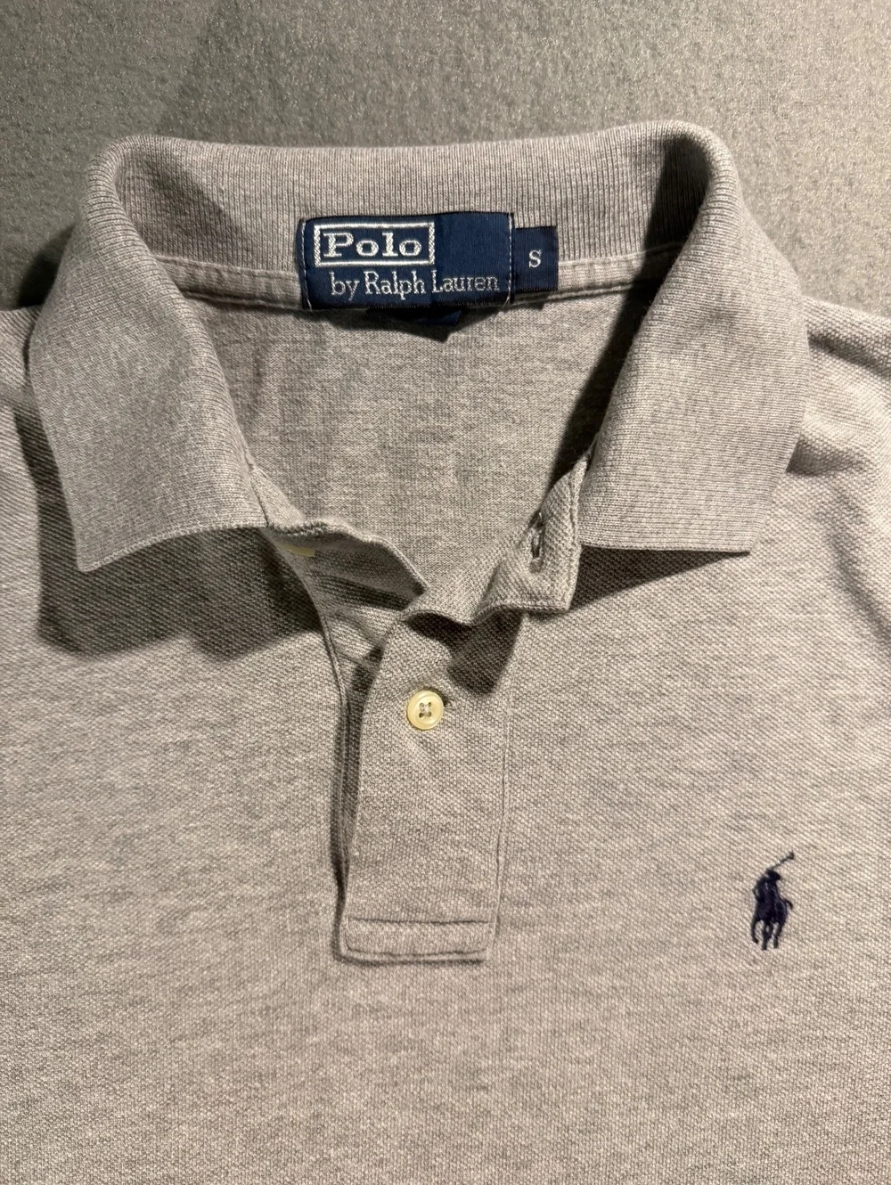 Polo Ralph Lauren Long Sleeve Gray Cotton Polo Shirt Size S